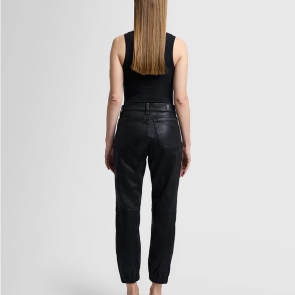 7 for All Mankind size 25 Coated Black Darted Boyfriend Jogger Jeans - Picture 14 of 14